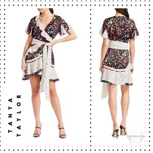 NWT Tanya Taylor - Bianka Mixed Print Wrap Mini Dress 6